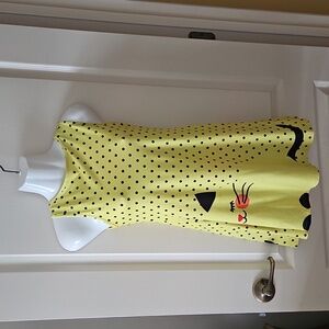 Yellow Polka Dot Cat Dress for Kids Size 10 By DENATER.
